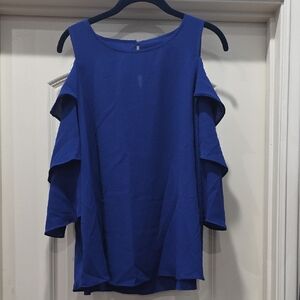 Umgee Royal Blue Cold-Shoulder Blouse